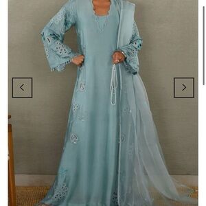 Elegant Blue Embroidered Dress